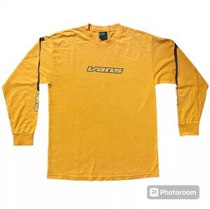 Vintage Vans Made In USA Skateboarding Shirt Long Sleeve Yellow Size Large